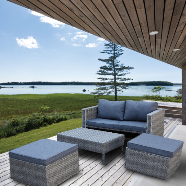 Rattan Sofa set with Ottoman - Image 4